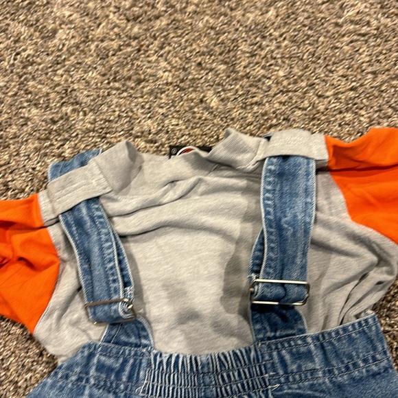 Harley-Davidson Kids Denim Overalls with Orange Tee - Picture 3 of 6
